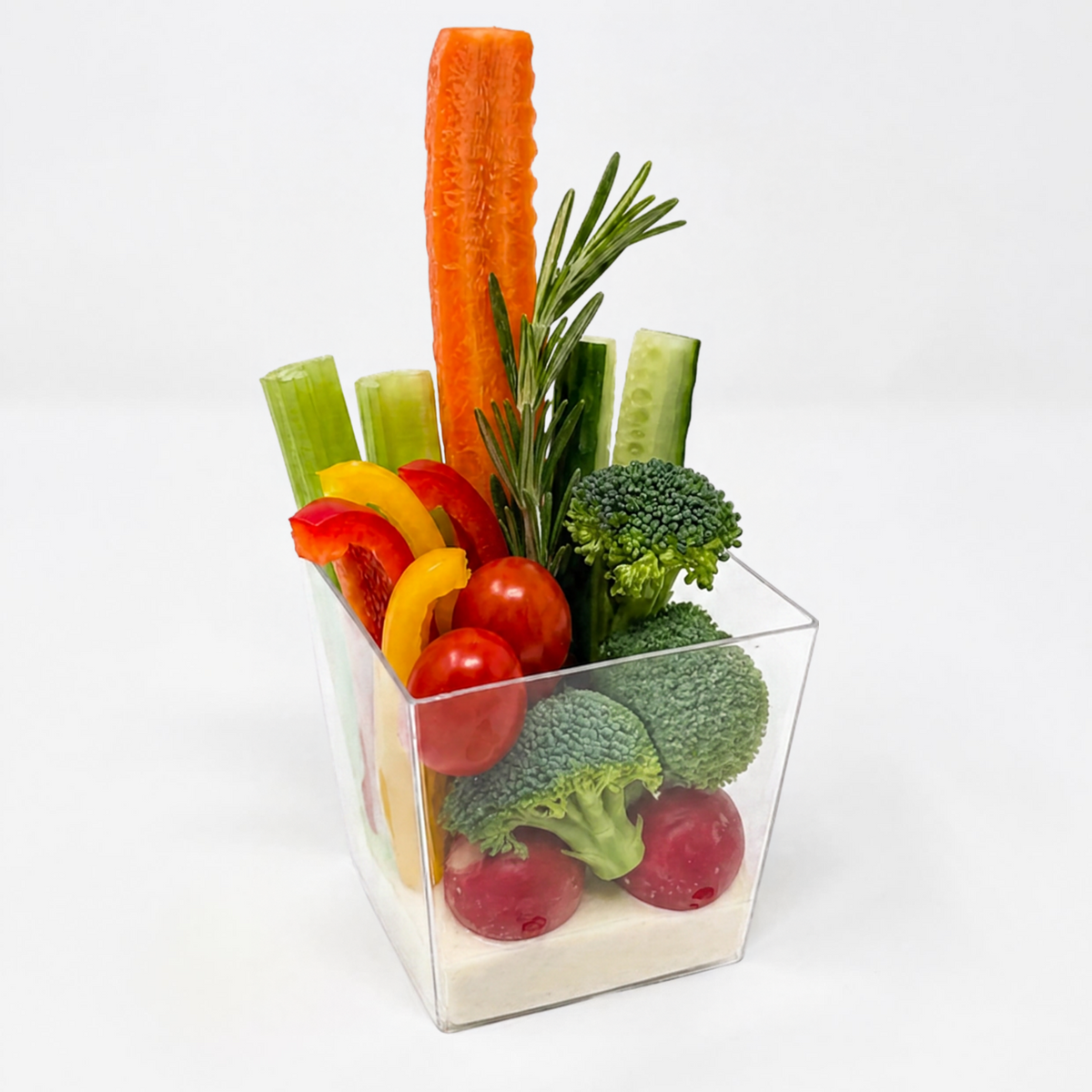 Petite Crudité Cups | Individual Veggie & Hummus Cups