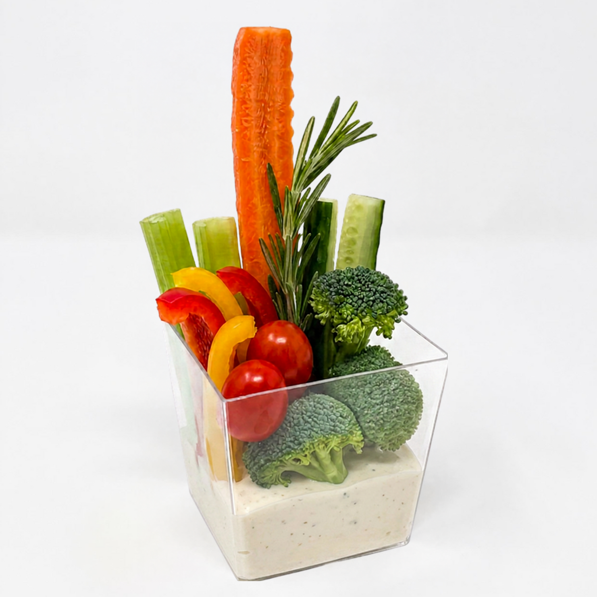 Petite Crudité Cups | Individual Veggie & Hummus Cups